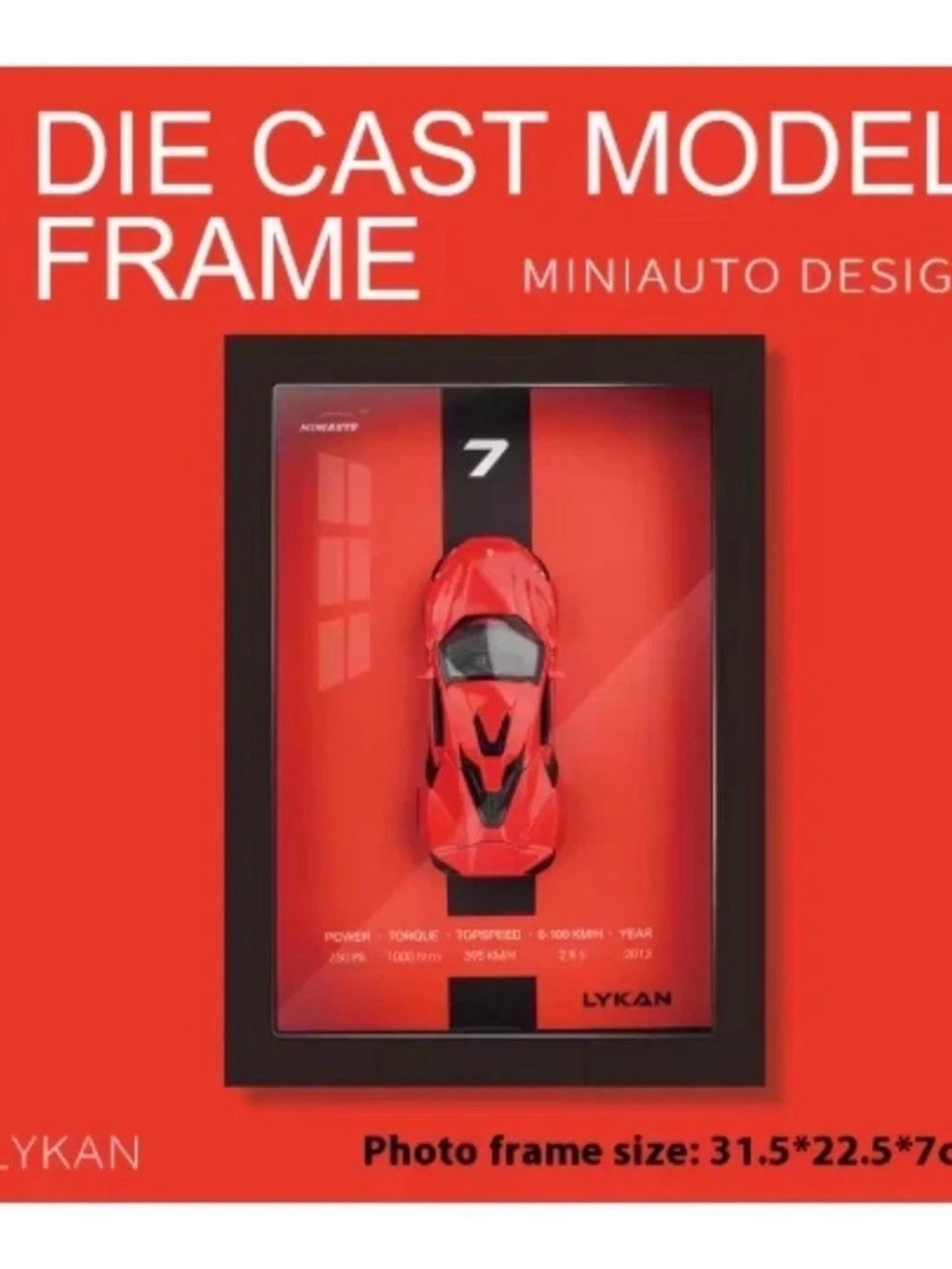 Miniauto Design Die Cast Model Frame W Motors Lykan Hypersport Car Frame in Red
